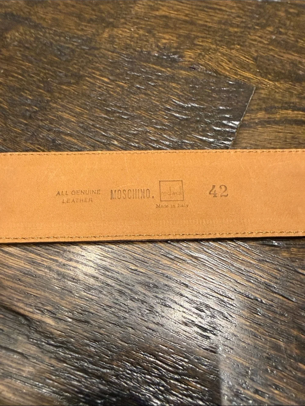 Moschino Brown Leather Belt with Gold Heart Buckle